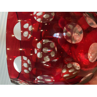 BEAUTIFUL VTG Cut To Clear Polka Dot/Circles Art Glass Vase 5"H