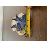 Fitz & Floyd Ceramic Blue Bird Lidded Trinket Box 4.75"W