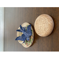 Fitz & Floyd Ceramic Blue Bird Lidded Trinket Box 4.75"W