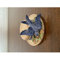 Fitz & Floyd Ceramic Blue Bird Lidded Trinket Box 4.75"W