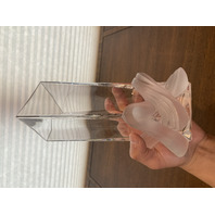 VTG LARGE LALIQUE Frosted Crystal LUCCA Vase SIGNED 11 "H FRANCE