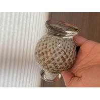 VTG MURANO White/Gold Aventurine Perfume Bottle W/STOPPER & Bubbles 7.25"H