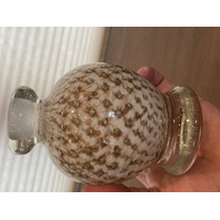 VTG MURANO White/Gold Aventurine Perfume Bottle W/STOPPER & Bubbles 7.25"H