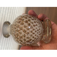 VTG MURANO White/Gold Aventurine Perfume Bottle W/STOPPER & Bubbles 7.25"H