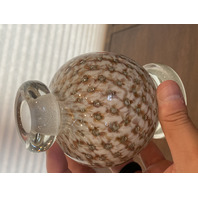 VTG MURANO White/Gold Aventurine Perfume Bottle W/STOPPER & Bubbles 7.25"H