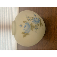 VTG FENTON HAND PAINTED Blue Roses On Satin Glass Ginger Jar Base 6"H