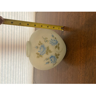 VTG FENTON HAND PAINTED Blue Roses On Satin Glass Ginger Jar Base 6"H