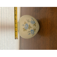 VTG FENTON HAND PAINTED Blue Roses On Satin Glass Ginger Jar Base 6"H