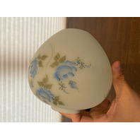 VTG FENTON HAND PAINTED Blue Roses On Satin Glass Ginger Jar Base 6"H