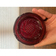 FENTON Red Regency Rose Bowl/Candle Holder W/Brass Stand & LABEL 6.25"H