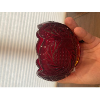 FENTON Red Regency Rose Bowl/Candle Holder W/Brass Stand & LABEL 6.25"H