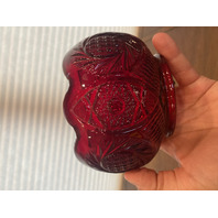 FENTON Red Regency Rose Bowl/Candle Holder W/Brass Stand & LABEL 6.25"H