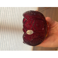 FENTON Red Regency Rose Bowl/Candle Holder W/Brass Stand & LABEL 6.25"H