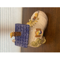 VTG 1986 Fitz & Floyd Porcelain OLD WOMAN WHO LIVED IN A SHOE Cookie Jar 9.75"H