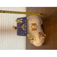 VTG 1986 Fitz & Floyd Porcelain OLD WOMAN WHO LIVED IN A SHOE Cookie Jar 9.75"H