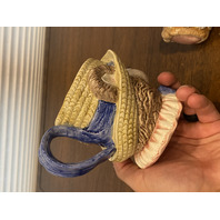 VTG Fitz & Floyd Hydrangea Bear Ceramic Teapot & Mug 7.75"H, 4.25"H