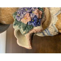 VTG Fitz & Floyd Hydrangea Bear Ceramic Teapot & Mug 7.75"H, 4.25"H