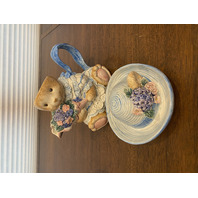 VTG Fitz & Floyd Hydrangea Bear Ceramic Teapot & Mug 7.75"H, 4.25"H