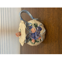 VTG 1993 Fitz & Floyd Ribbons & Flowers 35 Oz Ceramic Lidded Teapot 7.5"L