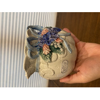 VTG 1993 Fitz & Floyd Ribbons & Flowers 35 Oz Ceramic Lidded Teapot 7.5"L