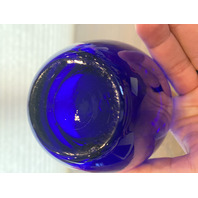 VTG Cobalt Blue Hand Blown Art Glass Vase 5.5"H