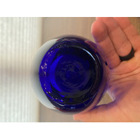 VTG Cobalt Blue Hand Blown Art Glass Vase 5.5"H