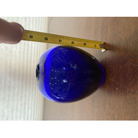 VTG Cobalt Blue Hand Blown Art Glass Vase 5.5"H