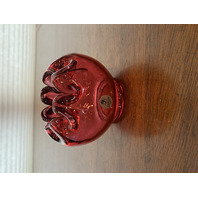 VTG FENTON Cranberry Art Glass Rose Bowl Vase W/LABEL 3.25"H