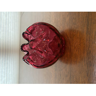 VTG FENTON Cranberry DOT OPTIC Art Glass Rose Bowl Vase 4"H