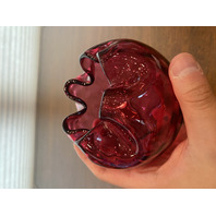 VTG FENTON Cranberry DOT OPTIC Art Glass Rose Bowl Vase 4"H