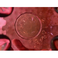 VTG FENTON Cranberry DOT OPTIC Art Glass Rose Bowl Vase 4"H