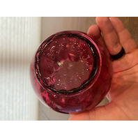 VTG FENTON Cranberry DOT OPTIC Art Glass Rose Bowl Vase 4"H