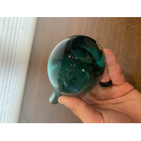 VTG Green Sommerso Tear Drop Style Art Glass Vase 9"H