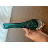 VTG Green Sommerso Tear Drop Style Art Glass Vase 9"H