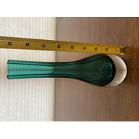 VTG Green Sommerso Tear Drop Style Art Glass Vase 9"H