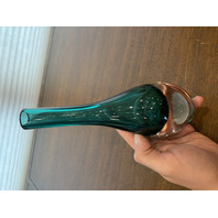 VTG Green Sommerso Tear Drop Style Art Glass Vase 9"H