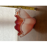 Red & White Small Bubble Ruffled Rim Art Glass Handkerchief Vase 5.25"H