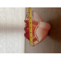 Red & White Small Bubble Ruffled Rim Art Glass Handkerchief Vase 5.25"H