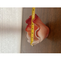 Red & White Small Bubble Ruffled Rim Art Glass Handkerchief Vase 5.25"H