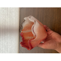 Red & White Small Bubble Ruffled Rim Art Glass Handkerchief Vase 5.25"H