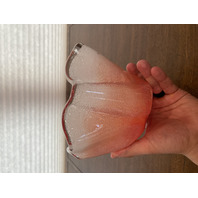 Red & White Small Bubble Ruffled Rim Art Glass Handkerchief Vase 5.25"H