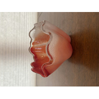 Red & White Small Bubble Ruffled Rim Art Glass Handkerchief Vase 5.25"H