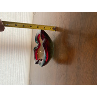 VTG MURANO Turquoise & Red Sommerso Art Glass Ashtray Bowl 6.5"L ITALY