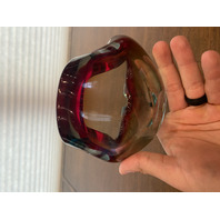 VTG MURANO Turquoise & Red Sommerso Art Glass Ashtray Bowl 6.5"L ITALY