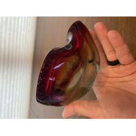 VTG MURANO Turquoise & Red Sommerso Art Glass Ashtray Bowl 6.5"L ITALY