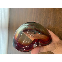 VTG MURANO Turquoise & Red Sommerso Art Glass Ashtray Bowl 6.5"L ITALY