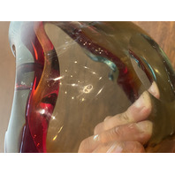 VTG MURANO Turquoise & Red Sommerso Art Glass Ashtray Bowl 6.5"L ITALY