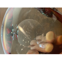 VTG MURANO Turquoise & Red Sommerso Art Glass Ashtray Bowl 6.5"L ITALY