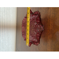 VTG FENTON Cranberry JACQUELINE Art Glass Ruffled Rim Bowl 8.75"W