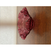 VTG FENTON Cranberry JACQUELINE Art Glass Ruffled Rim Bowl 8.75"W